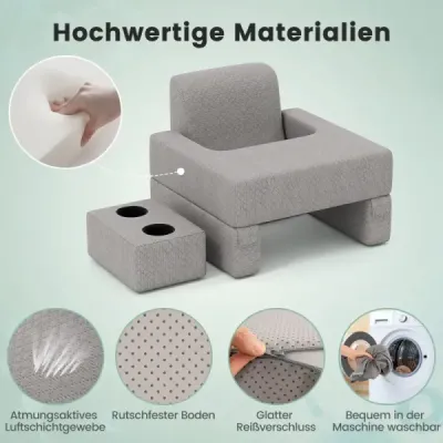Polštářek na čtení na postel a pohovku Polštářek na knihu s držákem na kelímek Ergonomický zádový polštářek Šedý
