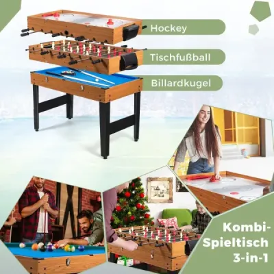 Multifunkční stolní fotbal 3 v 1 se stolním fotbalem a kulečníkem a stolním fotbálkem na air hockey