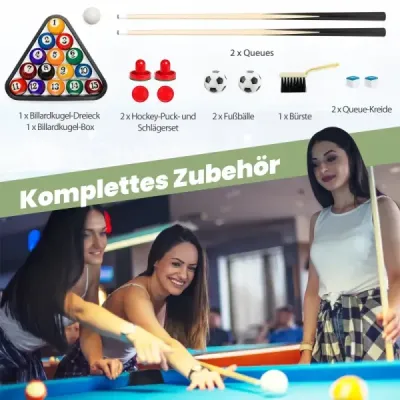 Multifunkční stolní fotbal 3 v 1 se stolním fotbalem a kulečníkem a stolním fotbálkem na air hockey