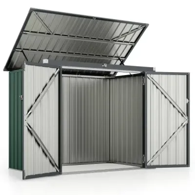 Box na odpadky pro 2 odpadkové koše Pozinkovaný kovový domek na odpadky se 2 dvířky 172 x 95,5 x 130 cm Zelený