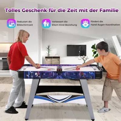 Stůl na vzdušný hokej poháněný hokejovým stolem se 2 jezdci a puky nastavitelné podložky pod nohy modré barvy