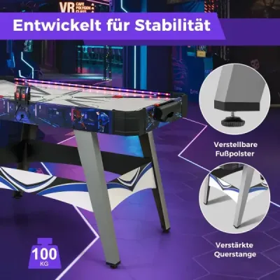 Stůl na vzdušný hokej poháněný hokejovým stolem se 2 jezdci a puky nastavitelné podložky pod nohy modré barvy