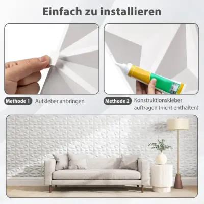 50 kusů 3D nástěnných panelů diamant 30 x 30 cm nástěnné obklady nástěnné dekorace bílé 4,5m²