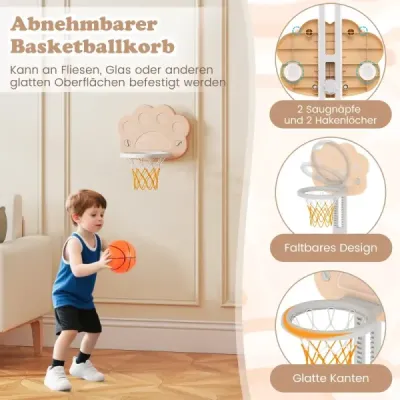 Dětský basketbalový koš 3 v 1 Dětské sportovní centrum s basketbalem, fotbalem a golfem šedá + mocha