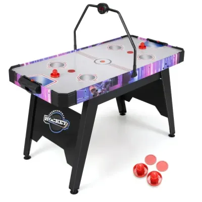144 cm air hockey stůl Air hockey arkádový stůl s výkonným 12V motorem a digitálním LED displejem černý