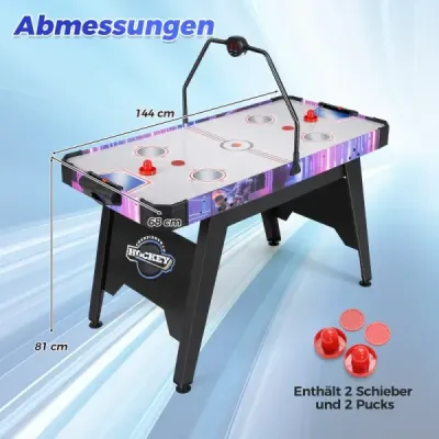 144 cm air hockey stůl Air hockey arkádový stůl s výkonným 12V motorem a digitálním LED displejem černý