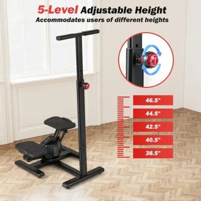 Stepper pro trénink Twist Stair Stepper tréninkové zařízení s výškově nastavitelnou rukojetí a protiskluzovými pedály Černá barva