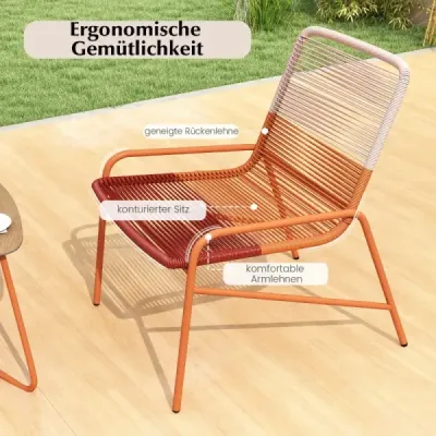 3dílná sada zahradního nábytku, ratanový balkonový nábytek se 2 židlemi a stolem, zahradní sedací souprava, zahradní nábytek