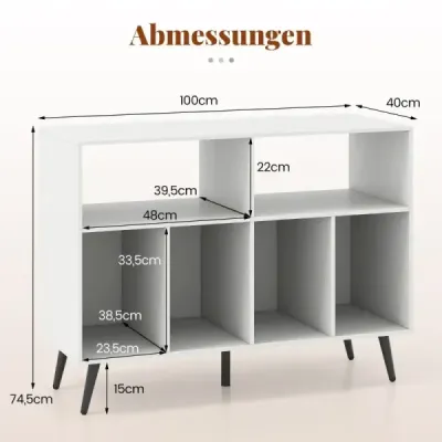 3patrový stojan na gramofon s policemi na vinylové desky, skříňka na gramofon, bílá