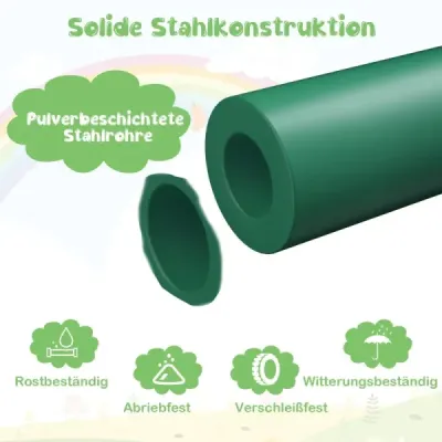 Šplhací kopule se skluzavkou a textilní plošinou a nosností 180 kg Šplhací rám ve tvaru kopule Zelená + šedá barva