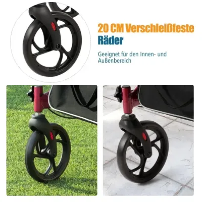 Rollator Hliníkový cestovní rollator skládací lehký rollator výškově nastavitelný červený