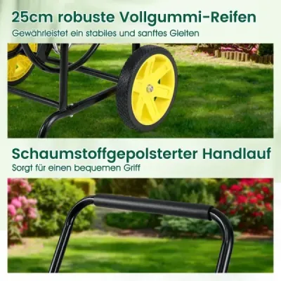 Kovový vozík na hadici 70 m pro hadici 20 mm, zahradní vozík na hadici, naviják na hadici, černý
