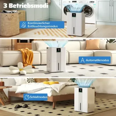 Odvlhčovač vzduchu s výkonem 35 l/den pro domácnost, úsporný odvlhčovač se 3 režimy, bílý