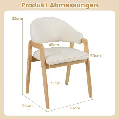 Sada 2 moderních jídelních židlí, kuchyňských židlí s čalouněným sedákem a ergonomickým opěradlem, bílé barvy