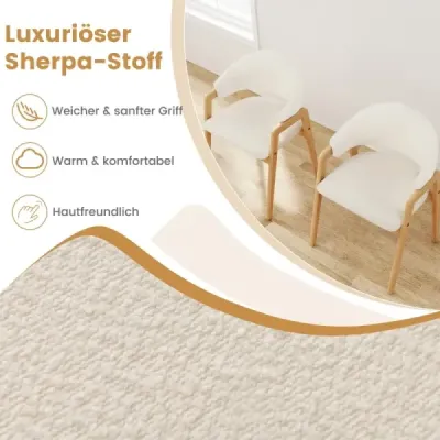 Sada 2 moderních jídelních židlí, kuchyňských židlí s čalouněným sedákem a ergonomickým opěradlem, bílé barvy