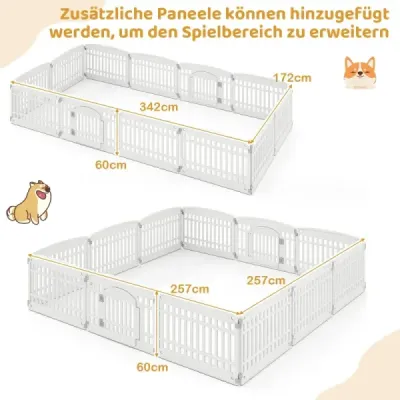 Skládací ohrádka pro štěňata se 6 panely a uzamykatelnými dvířky, ohrádka pro štěňata a psy