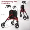Chodítko pro seniory skládací kolečkové křeslo s lehkým hliníkovým rámem 20 cm velká kola červená