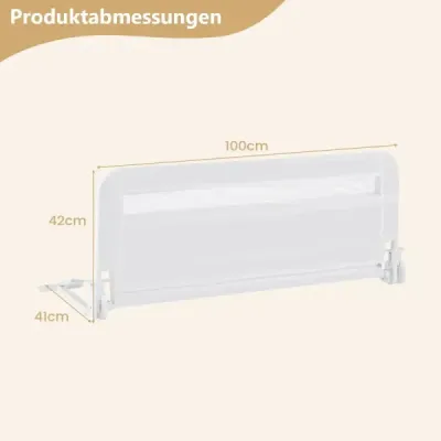 Zábrana do postele pro batolata 100 cm skládací zábrana do postele se snímatelným a pratelným potahem Bílá