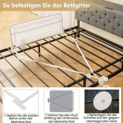 Zábrana do postele pro batolata 100 cm skládací zábrana do postele se snímatelným a pratelným potahem Bílá