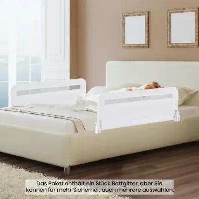 Zábrana do postele pro batolata 100 cm skládací zábrana do postele se snímatelným a pratelným potahem Bílá