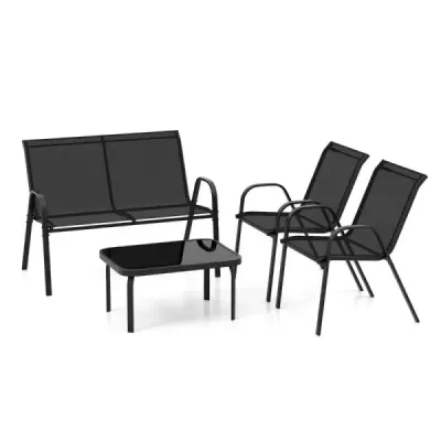 4-dílná sada nábytku na terasu Conversation Set s konferenčním stolkem 51 x 71 x 35 cm Grey