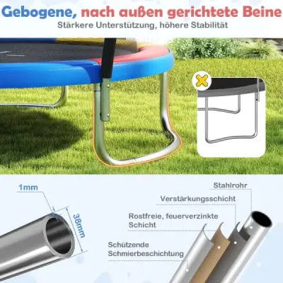 Trampolína Ø244 cm s žebříkem a bezpečnostní sítí kulatá zahradní trampolína dětská trampolína oranžová