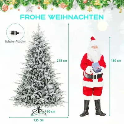 218 cm vysoký vánoční stromeček z umělých vláken s 8 světelnými režimy 350 různobarevných světel LED