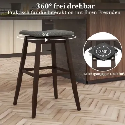 Sada 2 barových židlí s podnožkou Otočná 360° barová židle Čalouněná bistro židle