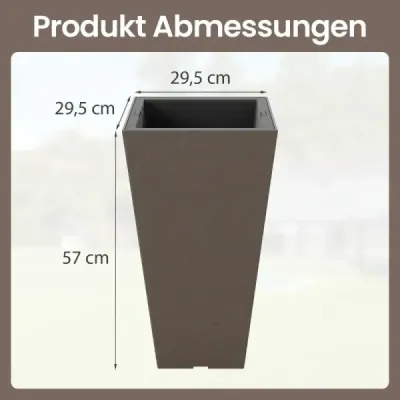 Sada 2 květináčů s vnitřním květináčem, odolné vůči povětrnostním vlivům, s drenážními otvory, hnědá