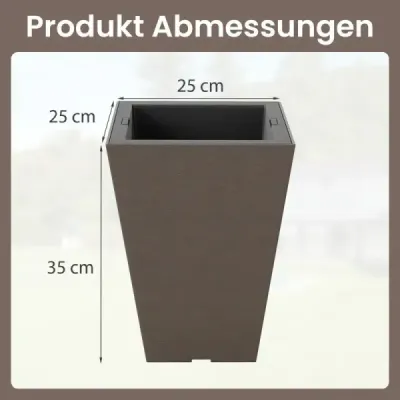 Sada 2 květináčů s vnitřním květináčem, květináče s drenážními otvory, odolné vůči povětrnostním vlivům, hnědé