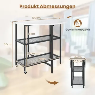 Skládací jídelní stůl s mramorovým vzhledem. Mobilní skládací stůl pro 2-4 osoby. Kuchyňský stůl bílý.