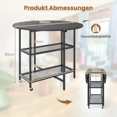 Skládací jídelní stůl s mramorovým vzhledem. Mobilní skládací stůl pro 2-4 osoby. Kuchyňský stůl černý.