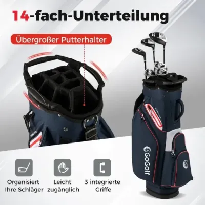 Golfová taška Lehký golfový vak se 14 přihrádkami Voděodolný golfový vak Tmavě modrá