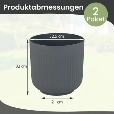 Sada 2 květináčů s drenážními otvory, dekorativní květináče, šedé