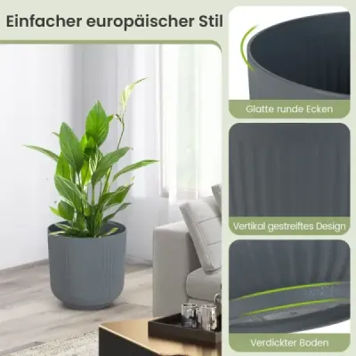 Sada 2 květináčů s drenážními otvory, dekorativní květináče, šedé