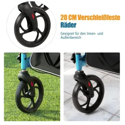 Hliníkový rolátor Skládací cestovní rolátor Výškově nastavitelný lehký rolátor Modrý