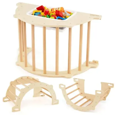 Lezecký oblouk 8 v 1 s úložným boxem, prolézačka na lezení, houpačku a prolézání 80 x 47 x 41 cm