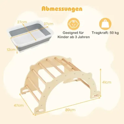 Lezecký oblouk 8 v 1 s úložným boxem, prolézačka na lezení, houpačku a prolézání 80 x 47 x 41 cm