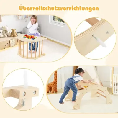 Lezecký oblouk 8 v 1 s úložným boxem, prolézačka na lezení, houpačku a prolézání 80 x 47 x 41 cm