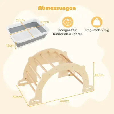 Lezecký oblouk 8 v 1 s úložným boxem, prolézačka na lezení, houpačku a prolézání 90 x 50 x 48 cm