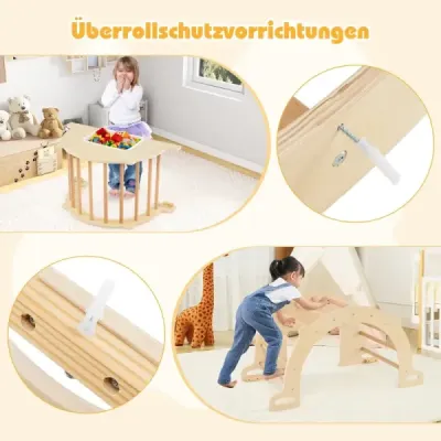 Lezecký oblouk 8 v 1 s úložným boxem, prolézačka na lezení, houpačku a prolézání 90 x 50 x 48 cm