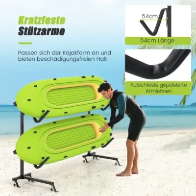 Držák na kajak Stojan na kajak Stojan na kajak pro kajaky SUP kánoe Nosnost 80 kg Černá barva