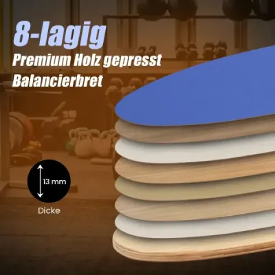 Balanční deska ze dřeva Balanční deska Balanční trenažér Trickboard pro domácnost včetně korkové role Tmavě modrá