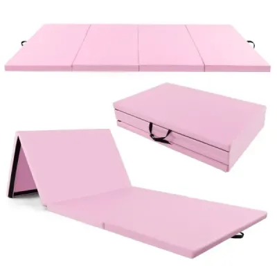 Měkká rohožka z umělé kůže o rozměrech 300 x 117 x 5 cm se šplhacím úchytem a rukojeťmi, světle růžová