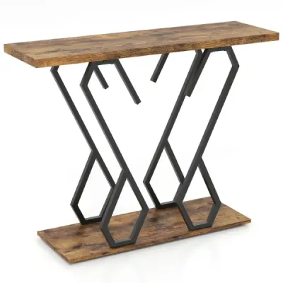 Konzolový stolek z umělého mramoru do předsíně s nastavitelnými podnožkami hnědý