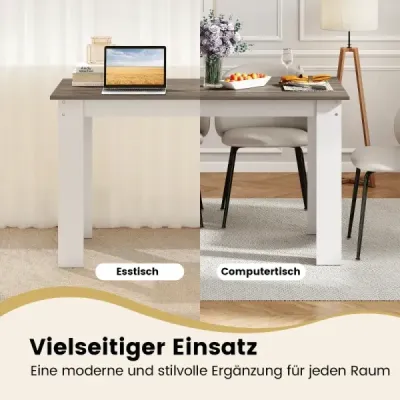 Jídelní stůl 120 cm pro 4-6 osob, dřevěný obdélníkový stůl, velký jídelní stůl, moderní kuchyňský stůl, bílý