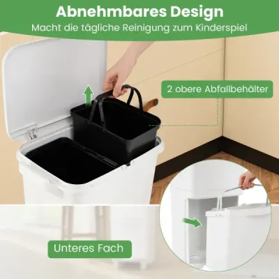 Koš na odpadky o objemu 36 l Koš na odpadky se 2 vyjímatelnými nádobami Bílá barva