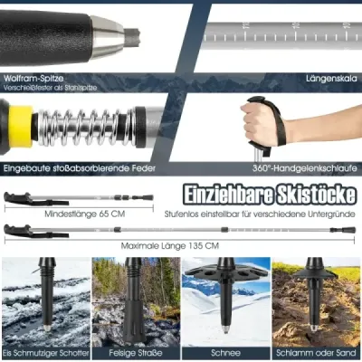 Sada sněžnic 4 v 1 Sněžnice s dvojitým ráčnovým systémem vázání 78 cm stříbrná