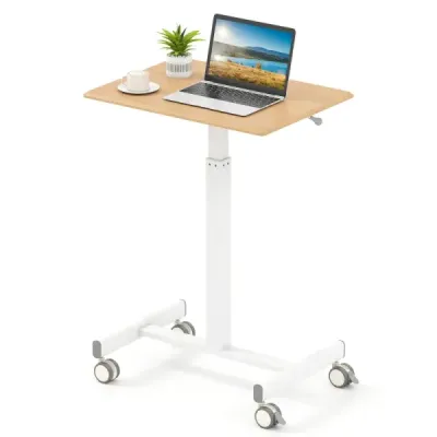 Mobilní stojící stůl výškově nastavitelný stojící stůl s plynovou tlakovou pružinou hladká kolečka příroda