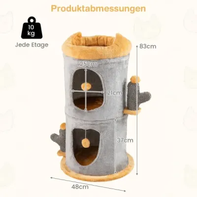 2patrový kočičí domek roztomilý kočičí strom se 2 útulnými kočičími jeskyněmi šedá+oranžová